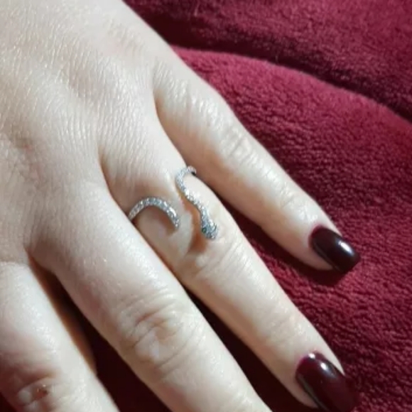 Snake Serpent 925 Sterling Silver Wrap Ring Zircon Resize - Picture 3 of 10